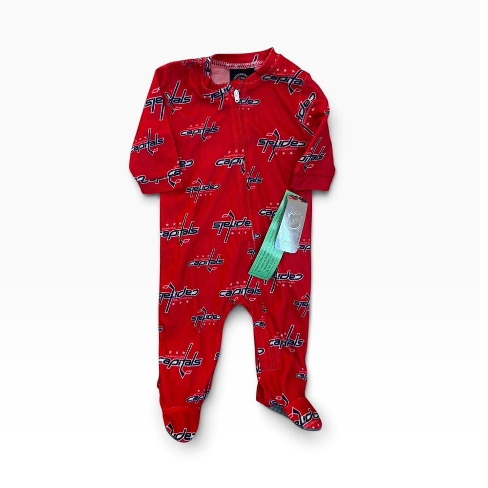 NHL Washington Capitals Infant Red Footed Sleeper Pajamas Baby 6-9M NWT